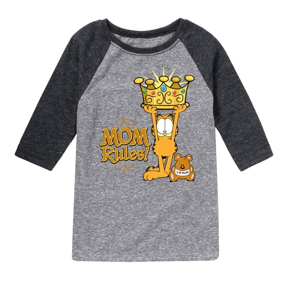 Garfield - Mother's Day - Mom Rules - Toddler & Youth Raglan Graphic T-Shirt