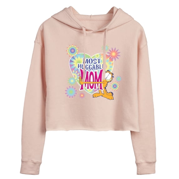Garfield - Mother's Day - Most Huggable Mom - Juniors Cropped Pullover Hoodie
