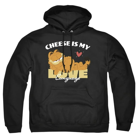 Garfield Movie Cheese is My Love Language Adult Pull-Over Hoodie, Black, Small