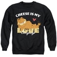 thumbnail image 1 of Garfield Movie Cheese is My Love Language Unisex Adult Crewneck Sweatshirt, Black, 2X-Large, 1 of 5