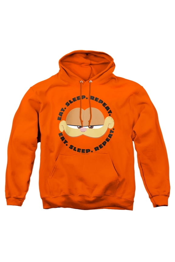 Movie Eat Sleep Repeat Adult Pull-Over Hoodie, Orange, Medium