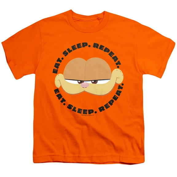Garfield Movie Eat Sleep Repeat Unisex Youth T Shirt, Orange, Large