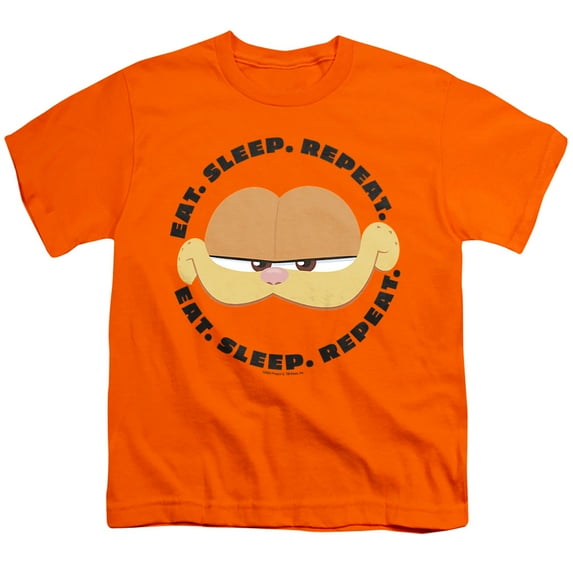 Garfield Movie Eat Sleep Repeat Unisex Youth T Shirt, Orange, Medium