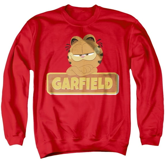 Garfield Movie Logo Unisex Adult Crewneck Sweatshirt, Red, 2X-Large