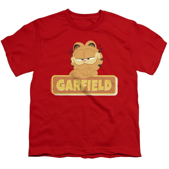 Garfield Movie Logo Unisex Youth T Shirt, Red, X-Small