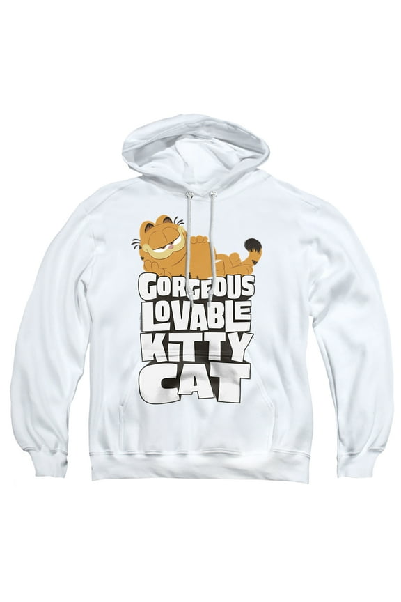 Movie Lovable Kitty Cat Adult Pull-Over Hoodie, White, Medium