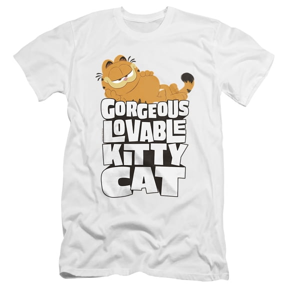 Garfield Movie Lovable Kitty Cat Unisex Adult Canvas Brand T Shirt, White, Large