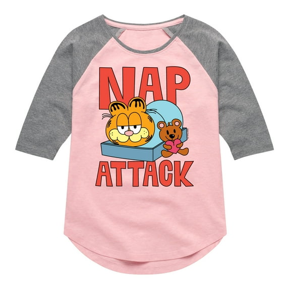 Garfield - Nap Attack - Toddler & Youth Girls Raglan Graphic T-Shirt