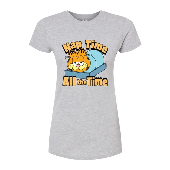 Garfield - Nap Time All The Time - Juniors Fitted Graphic T-Shirt