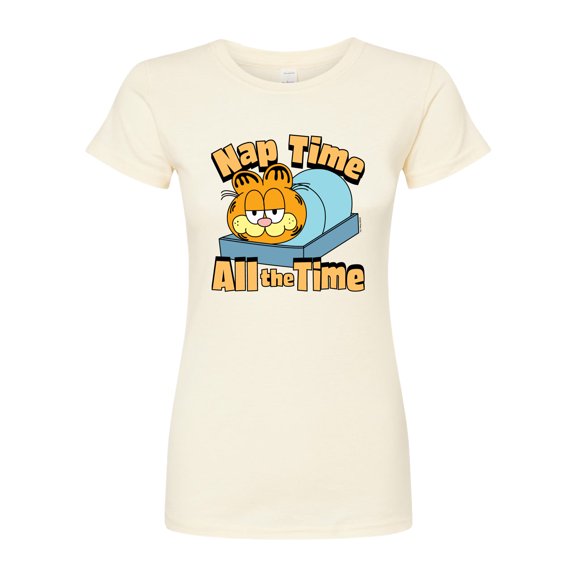 Garfield - Nap Time All The Time - Juniors Fitted Graphic T-Shirt