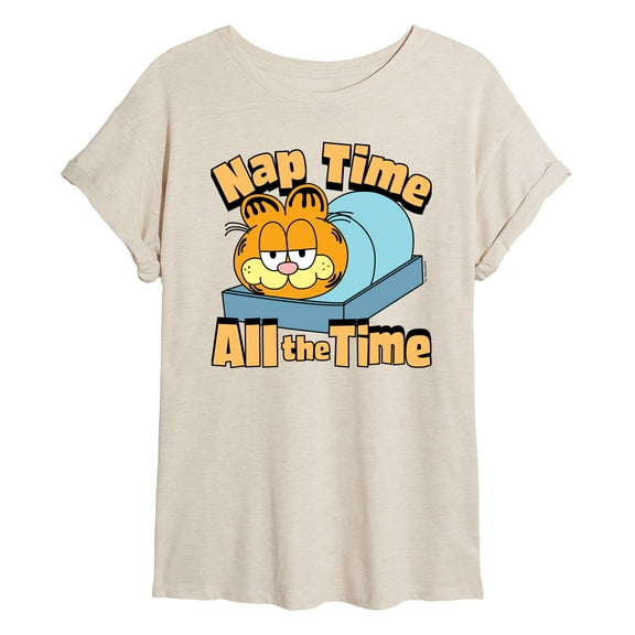 Garfield - Nap Time All The Time - Juniors Ideal Flowy Muscle T-Shirt