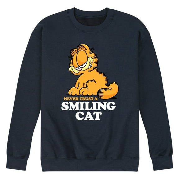 Garfield - Never Trust Smiling Cat - Men's Crew Neck Fleece Pullover