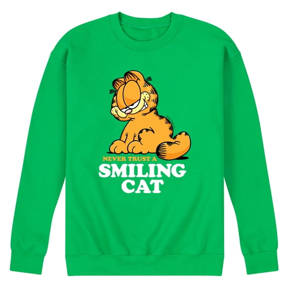 Garfield - Never Trust Smiling Cat - Men's Crew Neck Fleece Pullover