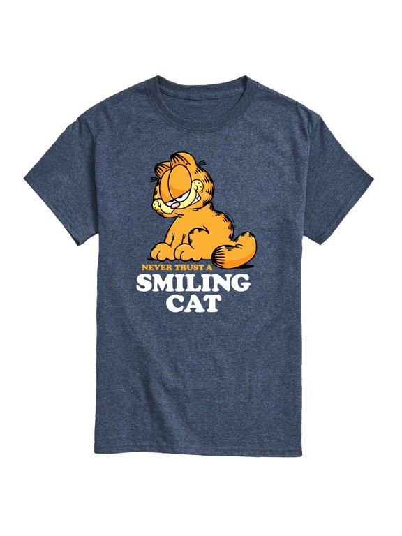 - Never Trust Smiling Cat Men's Short Sleeve Graphic T-Shirt
