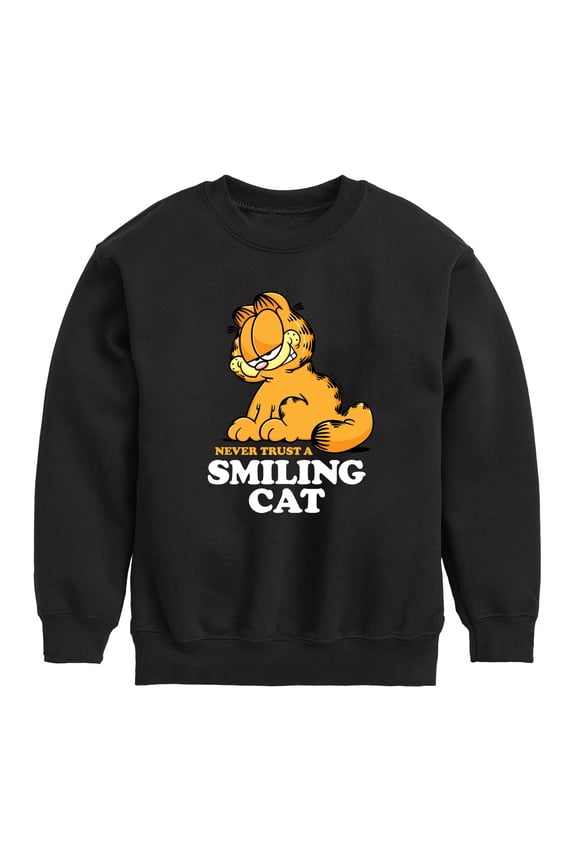 - Never Trust Smiling Cat - Toddler And Youth Crewneck Fleece Sweatshirt