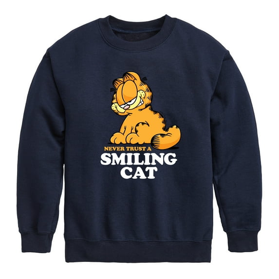 Garfield - Never Trust Smiling Cat - Toddler And Youth Crewneck Fleece Sweatshirt