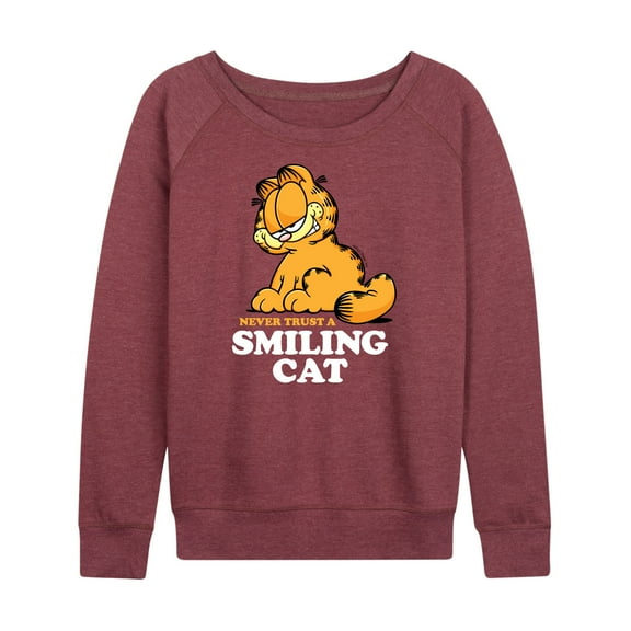 Garfield - Never Trust Smiling Cat - Women's Lightweight French Terry Long Sleeve Shirt