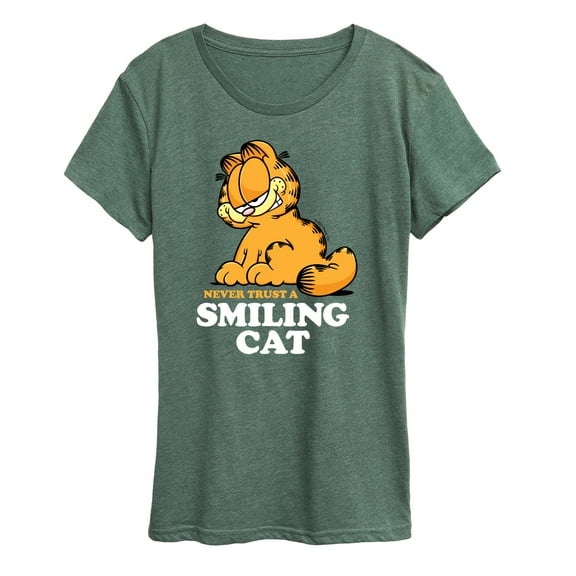 Garfield - Never Trust Smiling Cat - Women's Short Sleeve Graphic T-Shirt