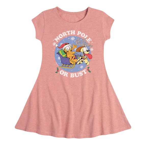 Garfield - North Pole Or Bust - Toddler And Youth Girls Fit And Flare Dress
