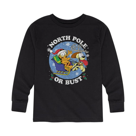 Garfield - North Pole Or Bust - Toddler And Youth Long Sleeve Graphic T-Shirt