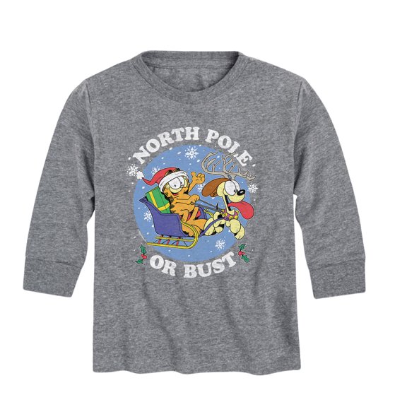Garfield - North Pole Or Bust - Toddler And Youth Long Sleeve Graphic T-Shirt