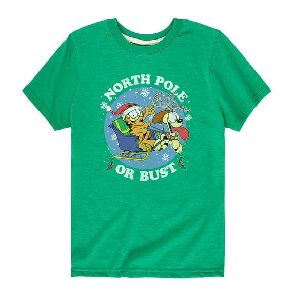 Garfield - North Pole Or Bust - Toddler And Youth Short Sleeve Graphic T-Shirt