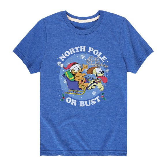 Garfield - North Pole Or Bust - Toddler And Youth Short Sleeve Graphic T-Shirt