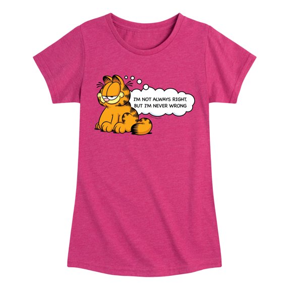 Garfield - Not Always Right - Toddler And Youth Girls Short Sleeve Graphic T-Shirt