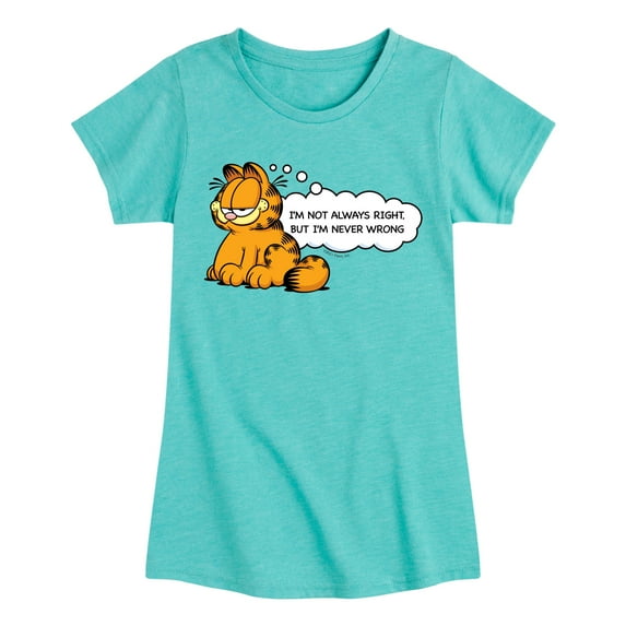 Garfield - Not Always Right - Toddler And Youth Girls Short Sleeve Graphic T-Shirt