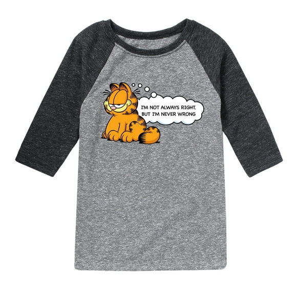 Garfield - Not Always Right - Toddler And Youth Raglan Graphic T-Shirt
