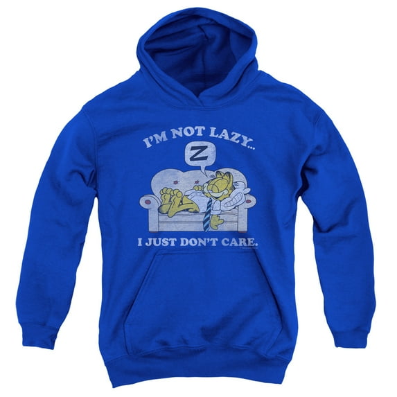 Garfield Not Lazy Youth Pullover Hoodie Sweatshirt Royal