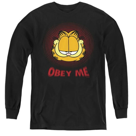 Garfield Obey Me Youth Long Sleeve T-Shirt Black