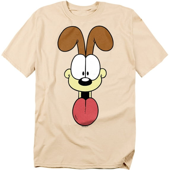 Garfield Odie Face Unisex Adult T Shirt (Small) Cream