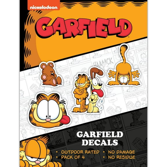 Garfield Odie & Pooky Decals - Set of 4 Garfield Vinyl Stickers for Water Bottle Laptop Car Truck Waterproof Bumper Stickers