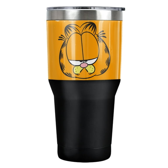 Garfield Official Garfield Big Head 30 oz Travel Tumbler, Stainless Steel, Vacuum Insulated with Leak Resistant Slide-Lock Lid