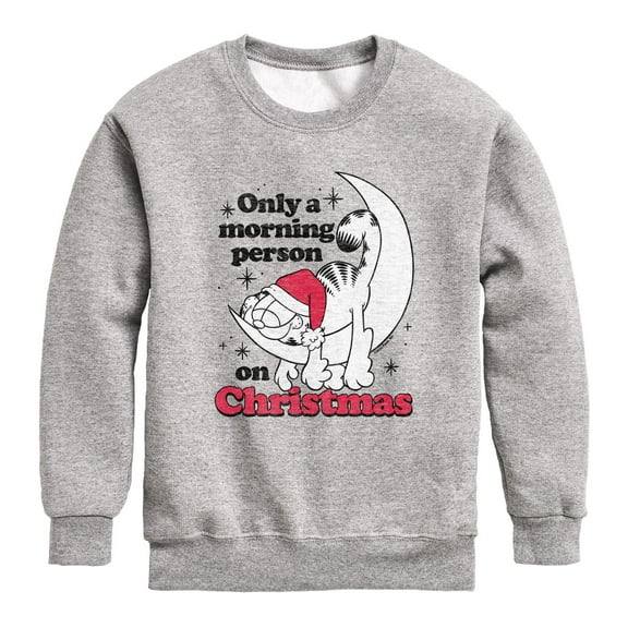 Garfield - Only A Morning Person On Christmas - Toddler And Youth Crewneck Fleece Sweatshirt