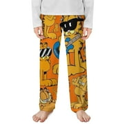 CELGLISB77 Garfield Pajama Pants Children's Straight Leg Lounge Bottoms Printed Sleepwear Trousers for Boys Girls 100CM