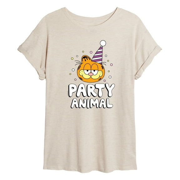 Garfield - Party Animal - Juniors Ideal Flowy Muscle T-Shirt