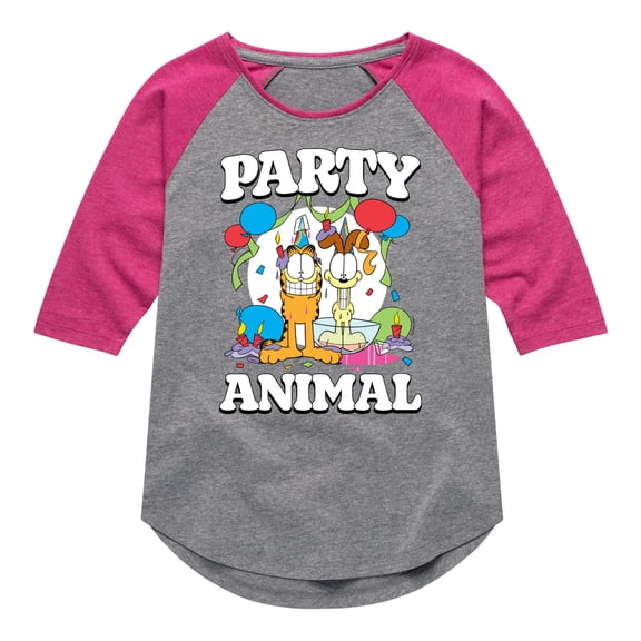 Garfield - Party Animal - Toddler & Youth Girls Raglan Graphic T-Shirt