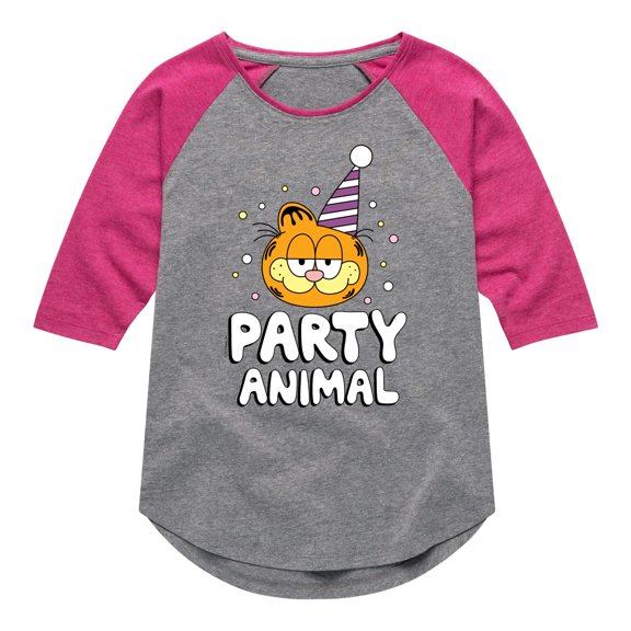 Garfield - Party Animal - Toddler & Youth Girls Raglan Graphic T-Shirt