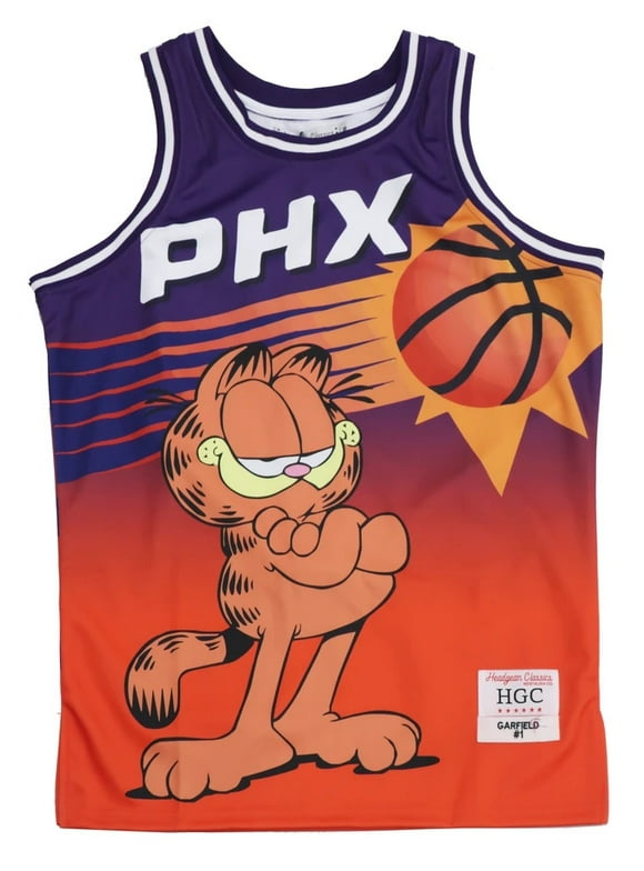 Garfield Phoenix Suns Men's Headgear Classics Embroidered Basketball Jersey (XXX-Large, Purple/Orange)