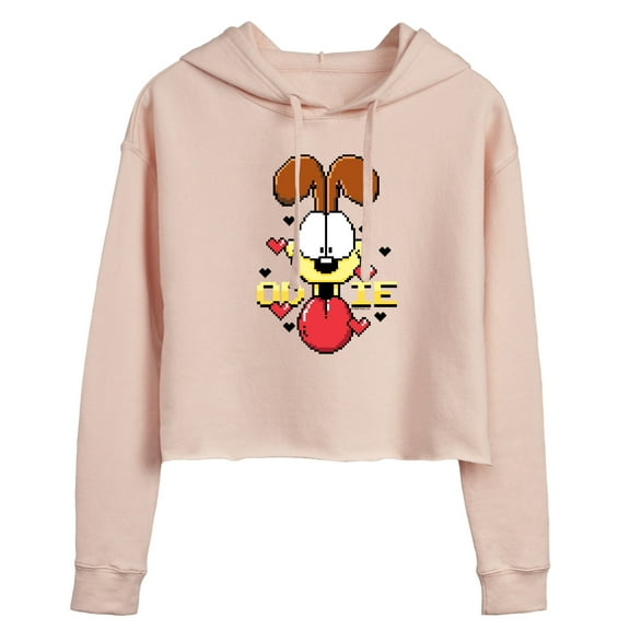 Garfield - Pixel Odie - Juniors Cropped Pullover Hoodie