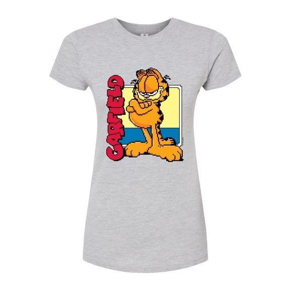 Garfield - Pixel Square - Juniors Fitted Graphic T-Shirt