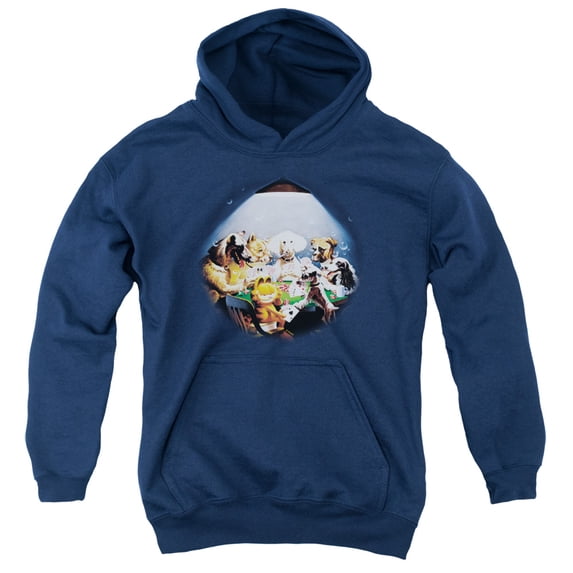 Garfield Playing With The Big Dogs Youth Pullover Hoodie Sweatshirt Navy