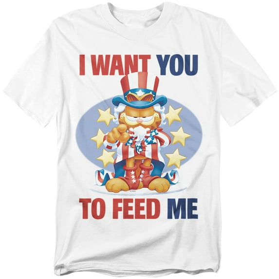 Garfield Presidential I Want You to Feed Me Unisex Adult T Shirt (5X-Large) White