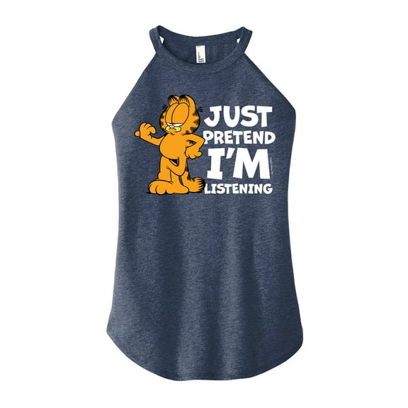 Garfield - Pretend Im Listening - Juniors High Neck Tank Top