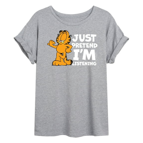 Garfield - Pretend Im Listening - Juniors Ideal Flowy Muscle T-Shirt
