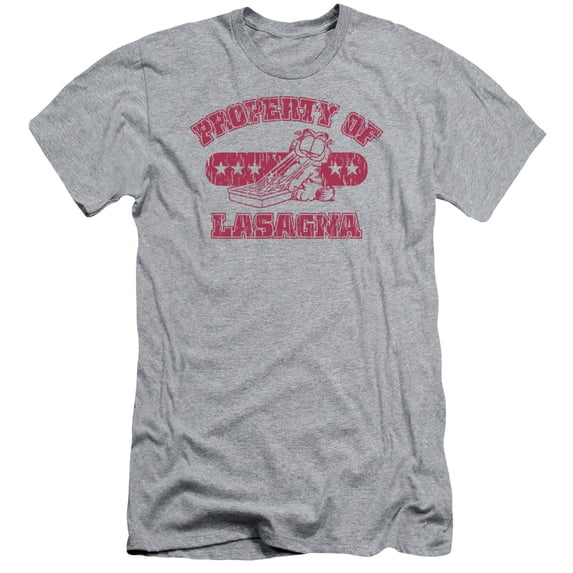 Garfield Property Of Lasagna S/S Adult 30/1 T-Shirt Athletic Heather