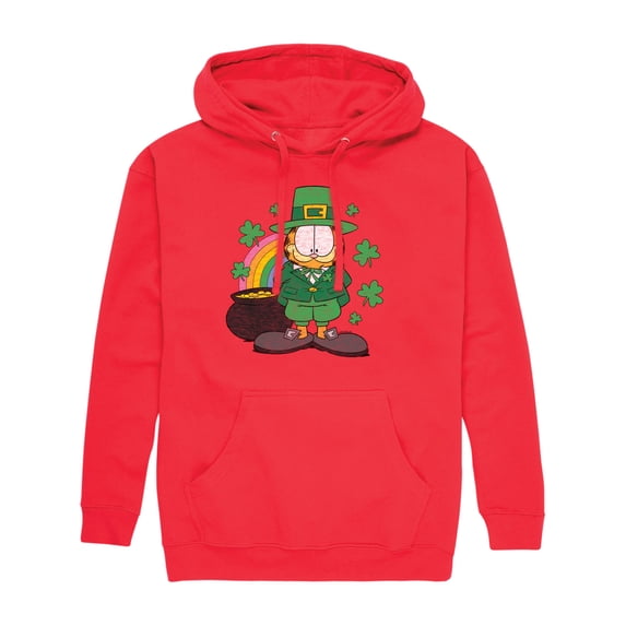 Garfield Rainbow Shamrocks - Men's Pullover Hooded Fleece Sweatshirt