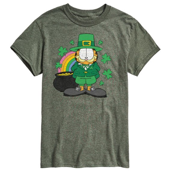 Garfield Rainbow Shamrocks Patrick's Day - Men's Short Sleeve Graphic T-Shirt